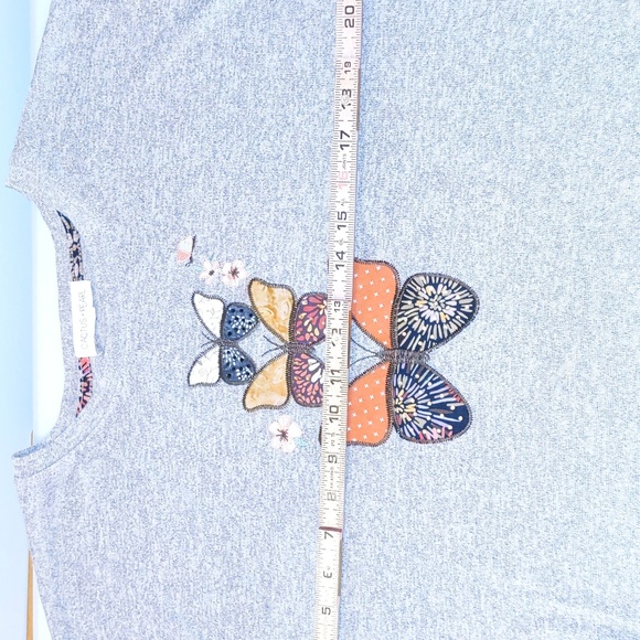 Cactus + Pearl Women's Size L Butterfly Print Short Sleeve T Shirt - Picture 6 of 11